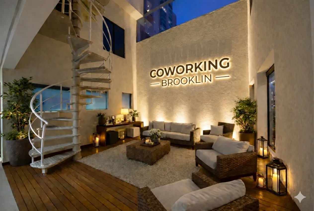 Área de descanso do Coworking Brooklin em São Paulo