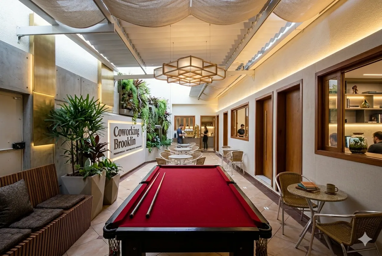Área de lazer e convivência do Coworking Brooklin
